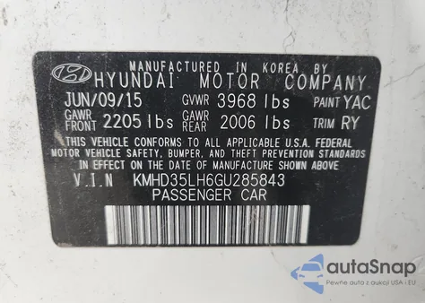 2016 Hyundai Elantra Gt z USA, uszkodzony, nr VIN KMHD35LH6GU285843